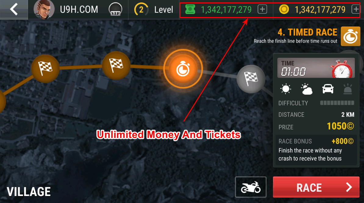 Racing Fever: Moto (Unlimited Money And Tickets)